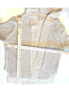 Hollister Boho Beige Open Knit Hooded Cardigan Size Small